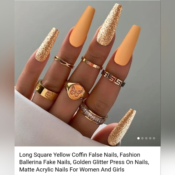 GOLDEN PEACH 💅NAILS glue on OR press (Any length)* COMPLETE PRO DIY NAIL KIT - Picture 5 of 10